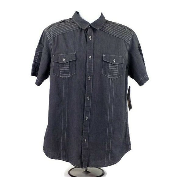 Helix Other - Helix Black White Pin Stripe Short Sleeve Shirt